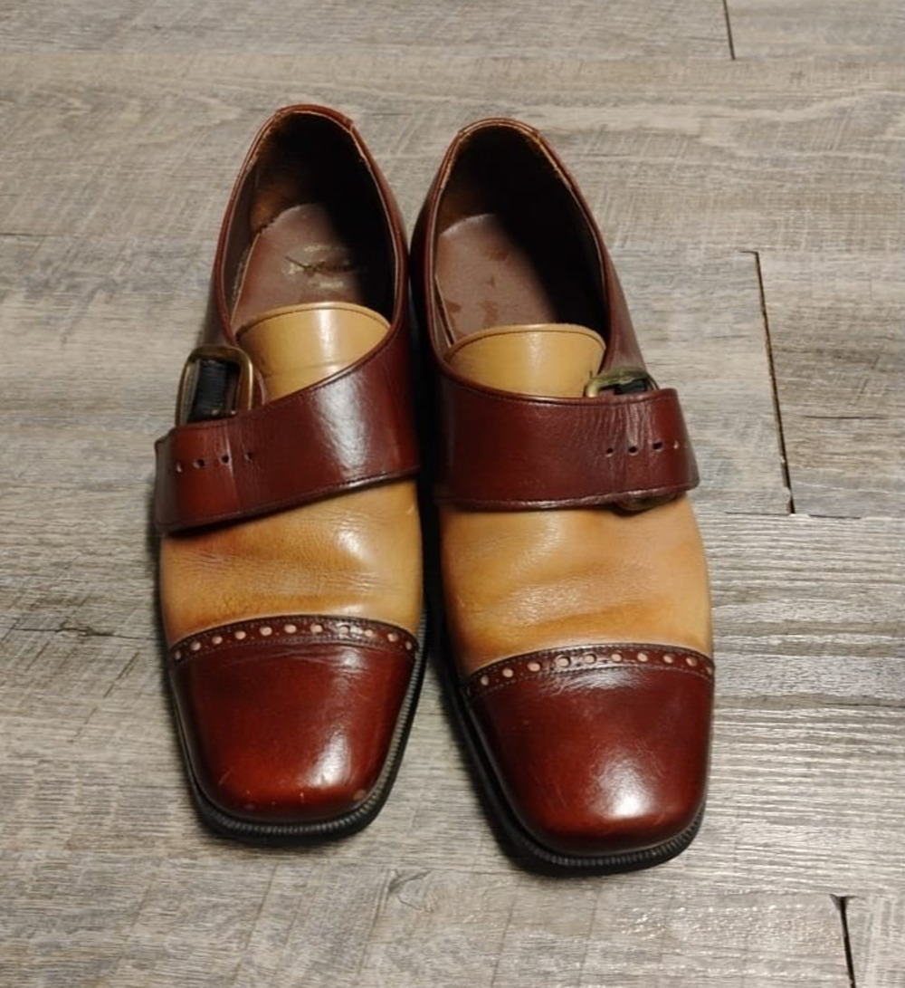 Vintage Pedwin USA Made Men's 8.5D Brown Tan Spectator Wingtip Oxford Shoes